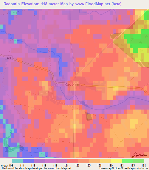 Radomin,Poland Elevation Map
