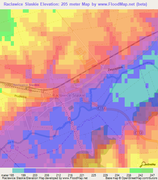 Raclawice Slaskie,Poland Elevation Map