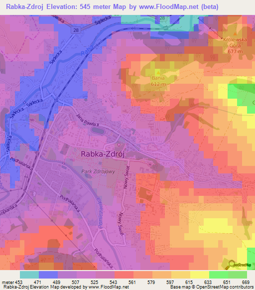 Rabka-Zdroj,Poland Elevation Map