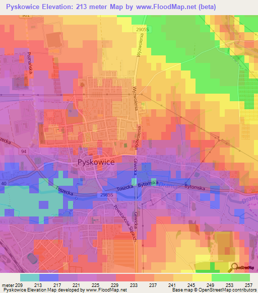 Pyskowice,Poland Elevation Map