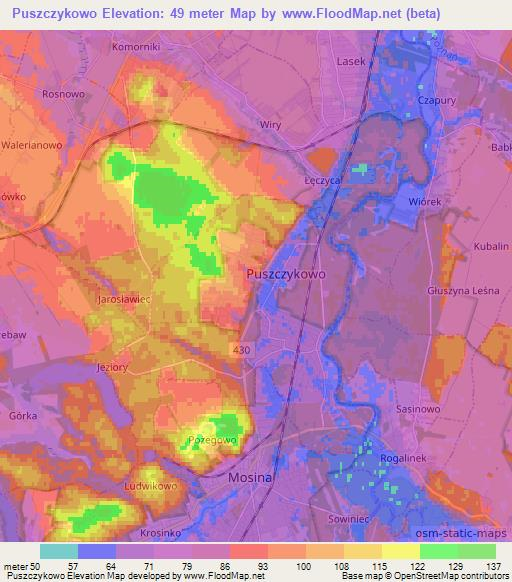 Puszczykowo,Poland Elevation Map