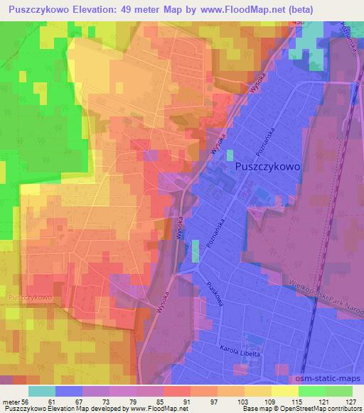 Puszczykowo,Poland Elevation Map
