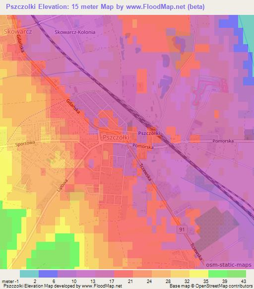 Pszczolki,Poland Elevation Map