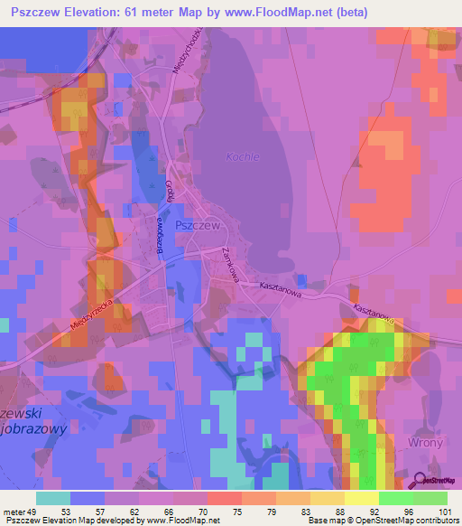 Pszczew,Poland Elevation Map