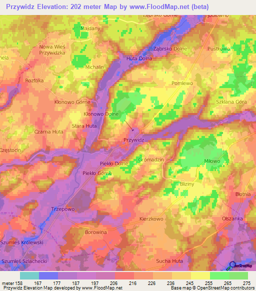 Przywidz,Poland Elevation Map