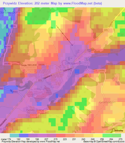 Przywidz,Poland Elevation Map