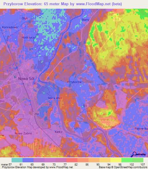 Przyborow,Poland Elevation Map