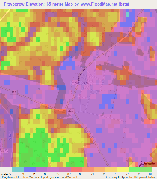 Przyborow,Poland Elevation Map