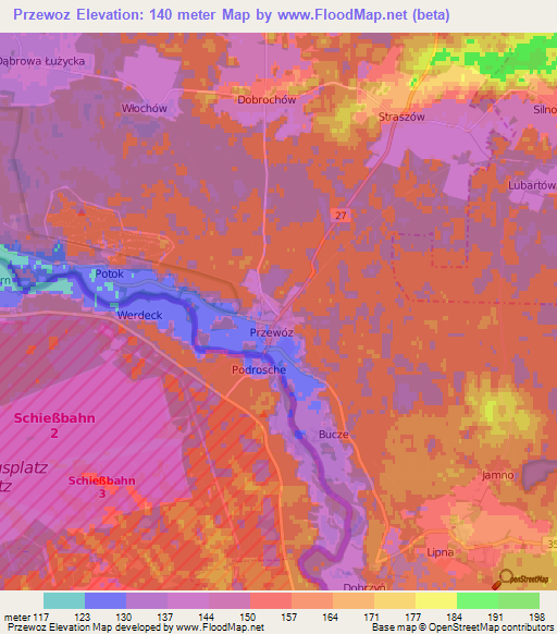 Przewoz,Poland Elevation Map