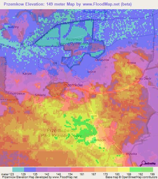 Przemkow,Poland Elevation Map