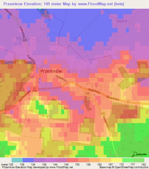 Przemkow,Poland Elevation Map