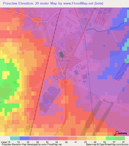 Przeclaw,Poland Elevation Map