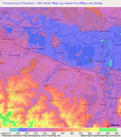 Przeciszow,Poland Elevation Map