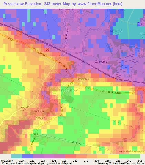 Przeciszow,Poland Elevation Map