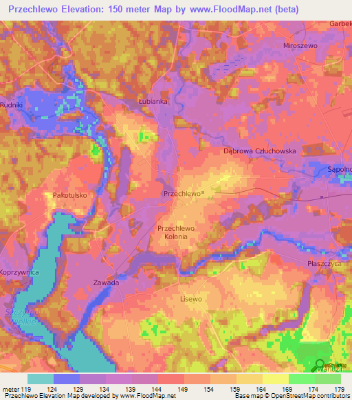 Przechlewo,Poland Elevation Map
