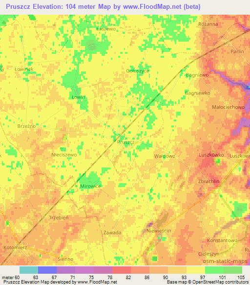 Pruszcz,Poland Elevation Map