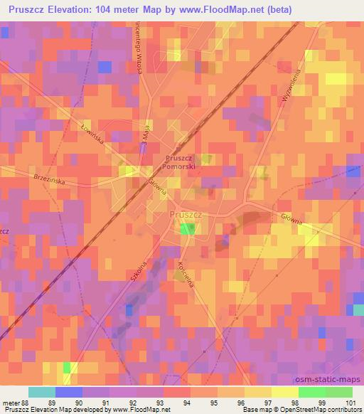 Pruszcz,Poland Elevation Map