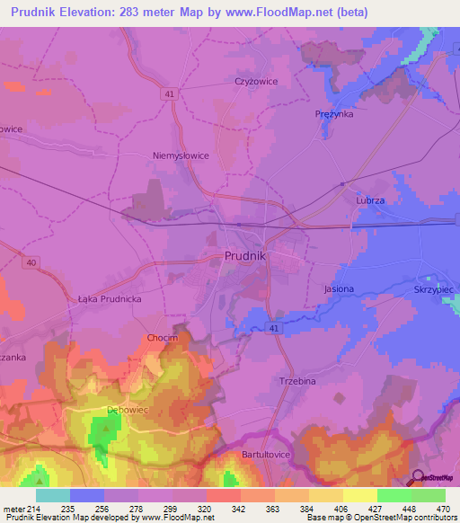 Prudnik,Poland Elevation Map