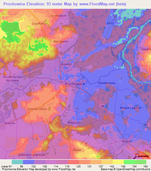 Prochowice,Poland Elevation Map