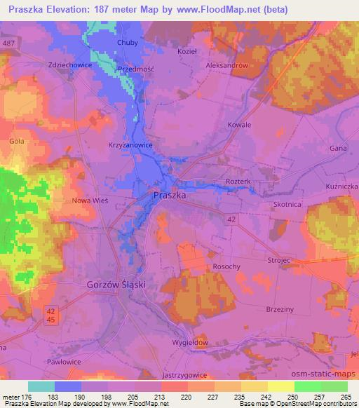 Praszka,Poland Elevation Map
