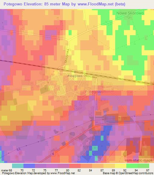 Potegowo,Poland Elevation Map