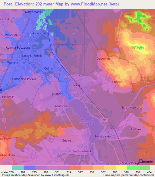 Poraj,Poland Elevation Map