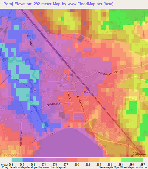 Poraj,Poland Elevation Map
