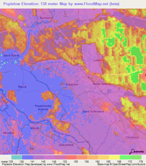 Popielow,Poland Elevation Map