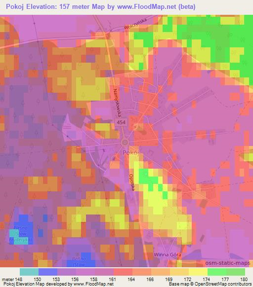 Pokoj,Poland Elevation Map