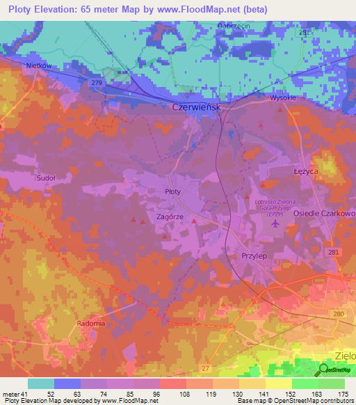 Ploty,Poland Elevation Map