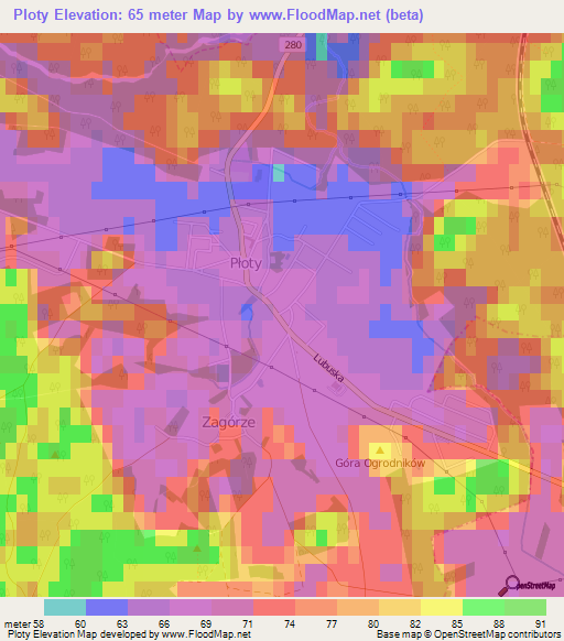 Ploty,Poland Elevation Map