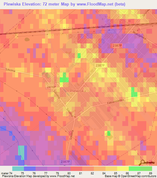 Plewiska,Poland Elevation Map