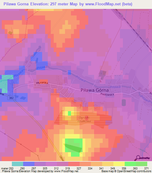 Pilawa Gorna,Poland Elevation Map