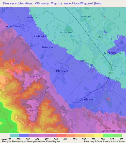 Pieszyce,Poland Elevation Map
