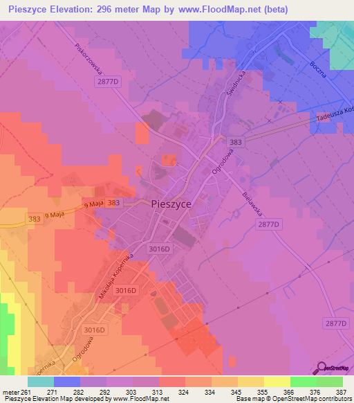 Pieszyce,Poland Elevation Map
