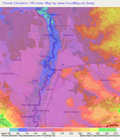 Piensk,Poland Elevation Map