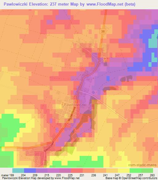 Pawlowiczki,Poland Elevation Map
