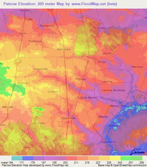 Patnow,Poland Elevation Map