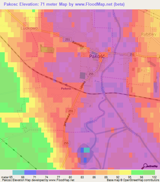 Pakosc,Poland Elevation Map
