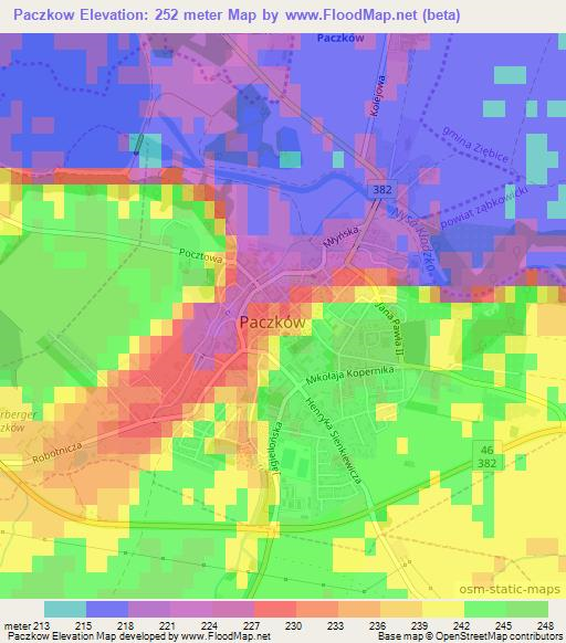 Paczkow,Poland Elevation Map