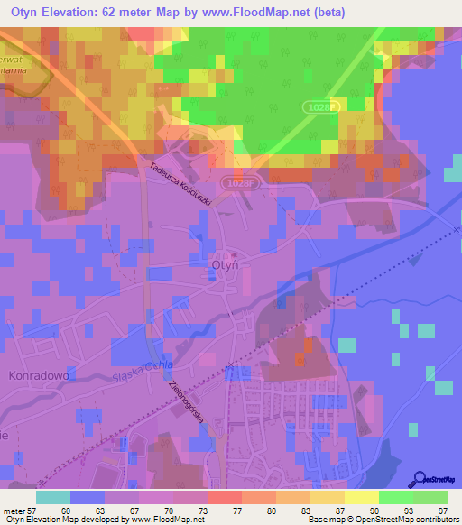 Otyn,Poland Elevation Map