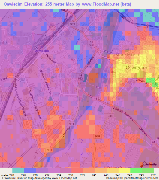 Oswiecim,Poland Elevation Map