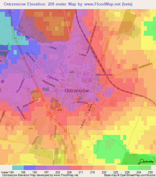 Ostrzeszow,Poland Elevation Map