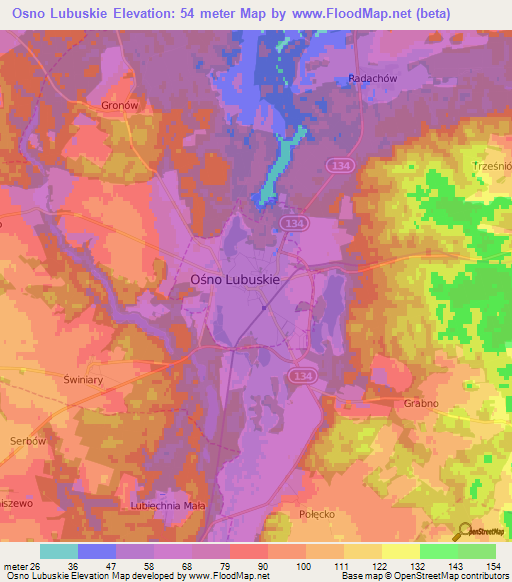 Osno Lubuskie,Poland Elevation Map