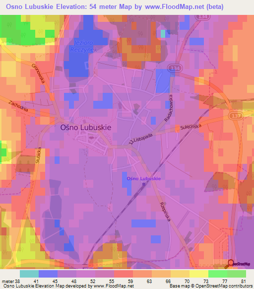 Osno Lubuskie,Poland Elevation Map