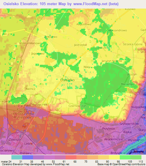 Osielsko,Poland Elevation Map