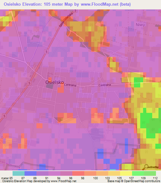 Osielsko,Poland Elevation Map