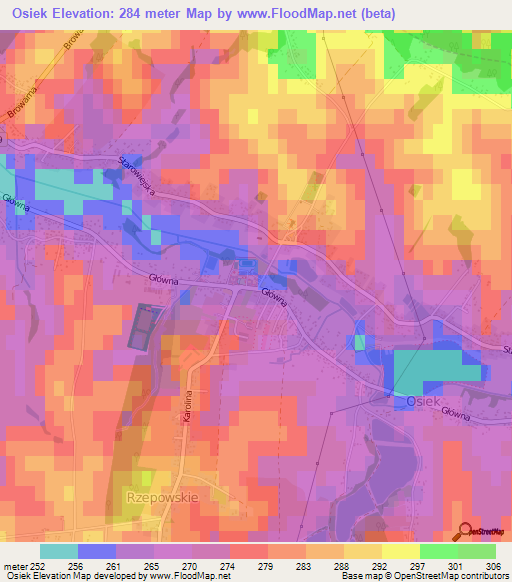 Osiek,Poland Elevation Map