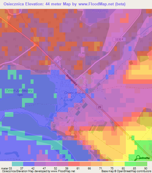 Osiecznica,Poland Elevation Map