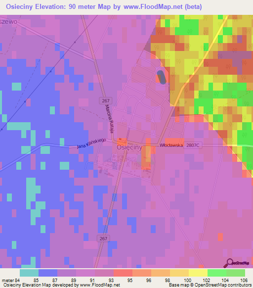 Osieciny,Poland Elevation Map